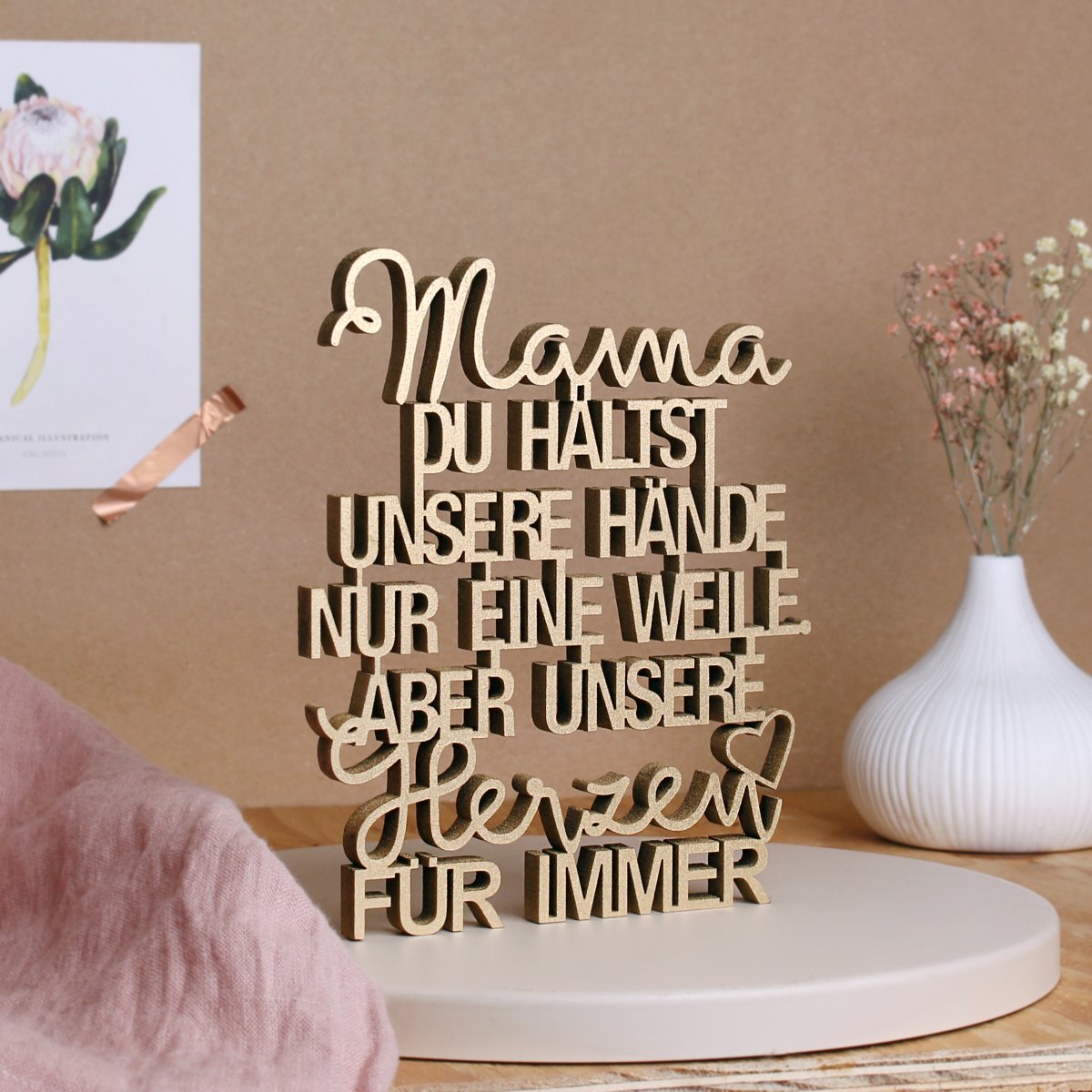 mit Spruch Formano Figur auf Stein "Mama du hältst unsere Hände nur eine Weile 