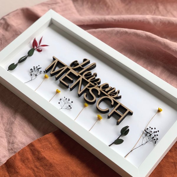 DIY-Set "Herzensmensch" mit Trockenblumen und Rahmen