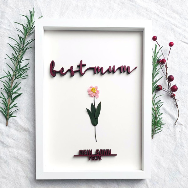 DIY-Set "best mum" mit individuellen Namen im Rahmen