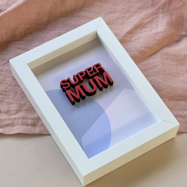 DIY-Set "Super Mum" mit Rahmen und Hintergrund