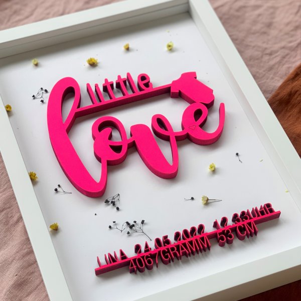 DIY-Set "little love" mit individuellen Namen im Rahmen