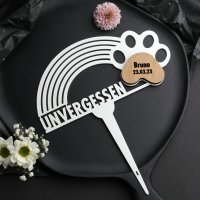 Unvergessen mit Tatze - Grabstecker