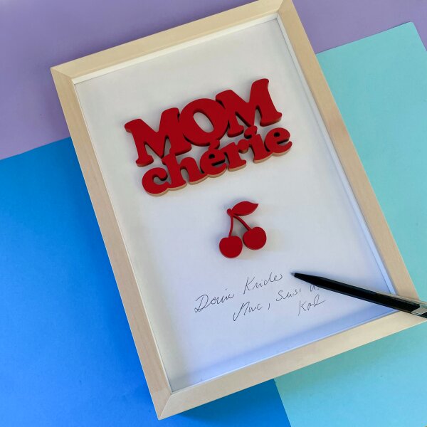 DIY Set"Momcherie" mit Kirschen im Rahmen
