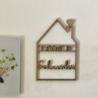 Haus mit individuellem Familiennamen in Natur
