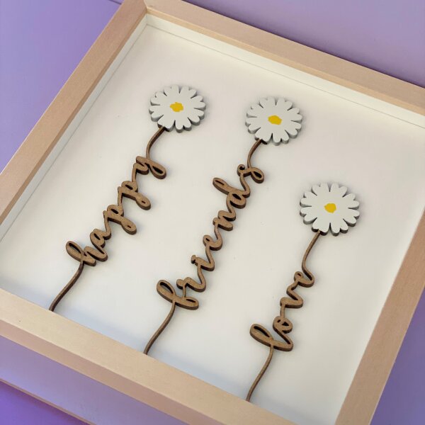 Gänseblume mit verschiedenen Wörtern
