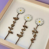 Gänseblume mit verschiedenen Wörtern