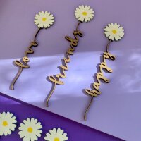 Gänseblume mit verschiedenen Wörtern